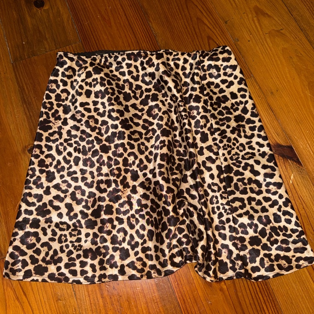 Cheetah Satin Mini Skirt